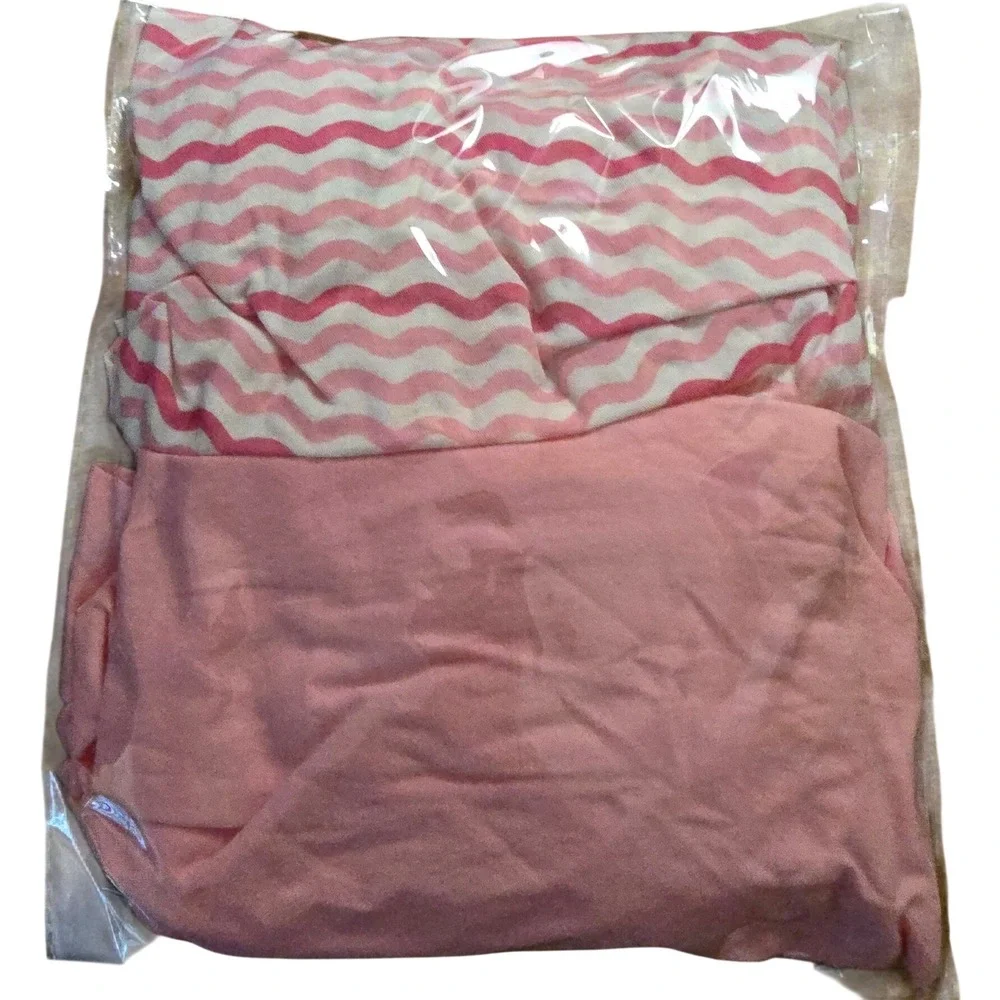 Parent's Choice Pink White Chevron Wavy Pattern Cotton Crib Sheet Set 2 Pack